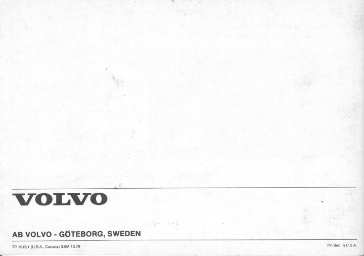 Backside Volvo Coup Owner's Manual Year model 1980