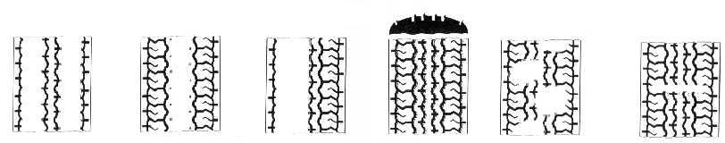 Examples of different types of tyre wear